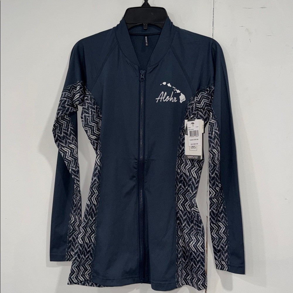 Rip Curl Island long sleeve Zip Rash Guard, SMALL
